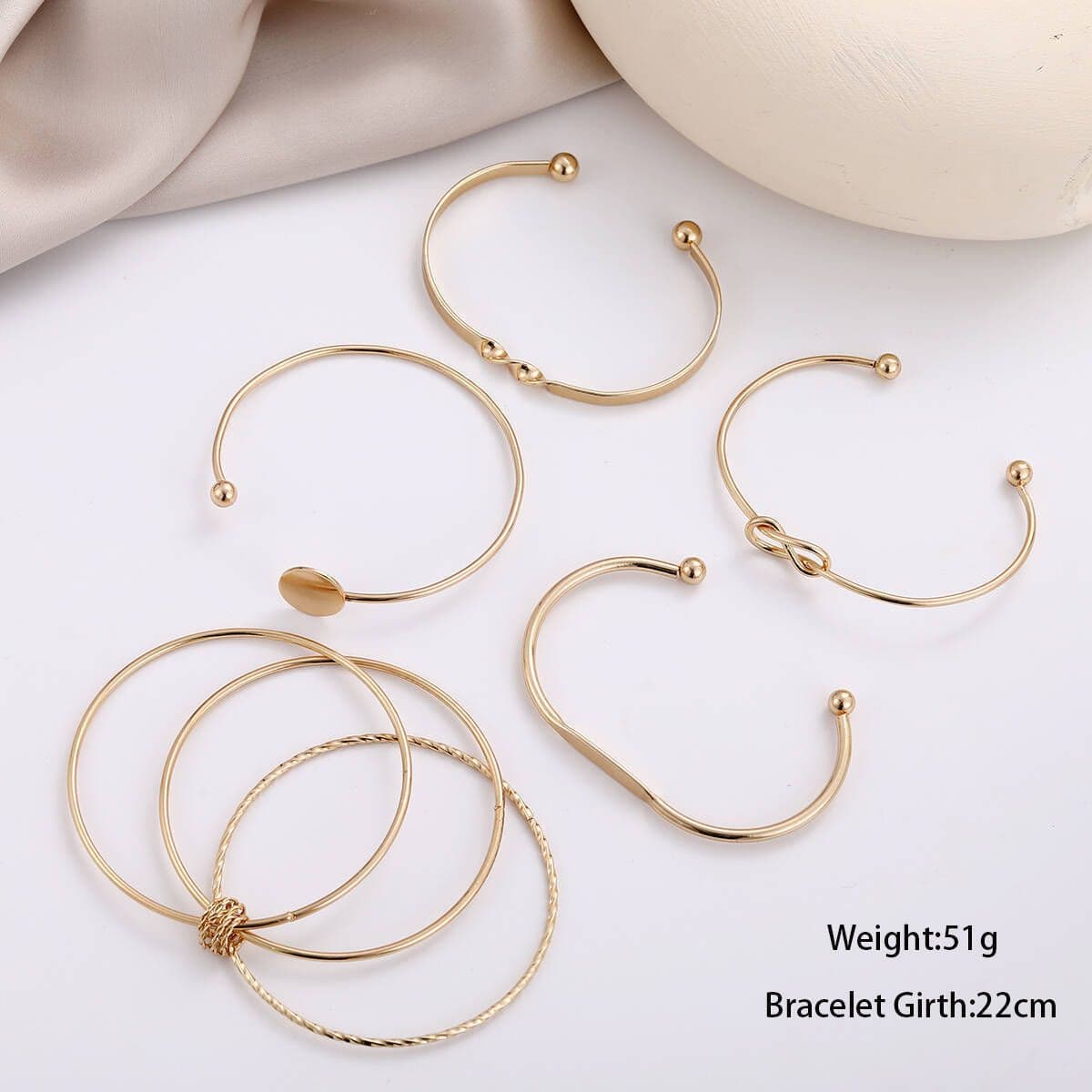 image-5-7pcs Bracelet Set Creative Simple Temperament Lady Twisted Hip Hop Style Bracelet