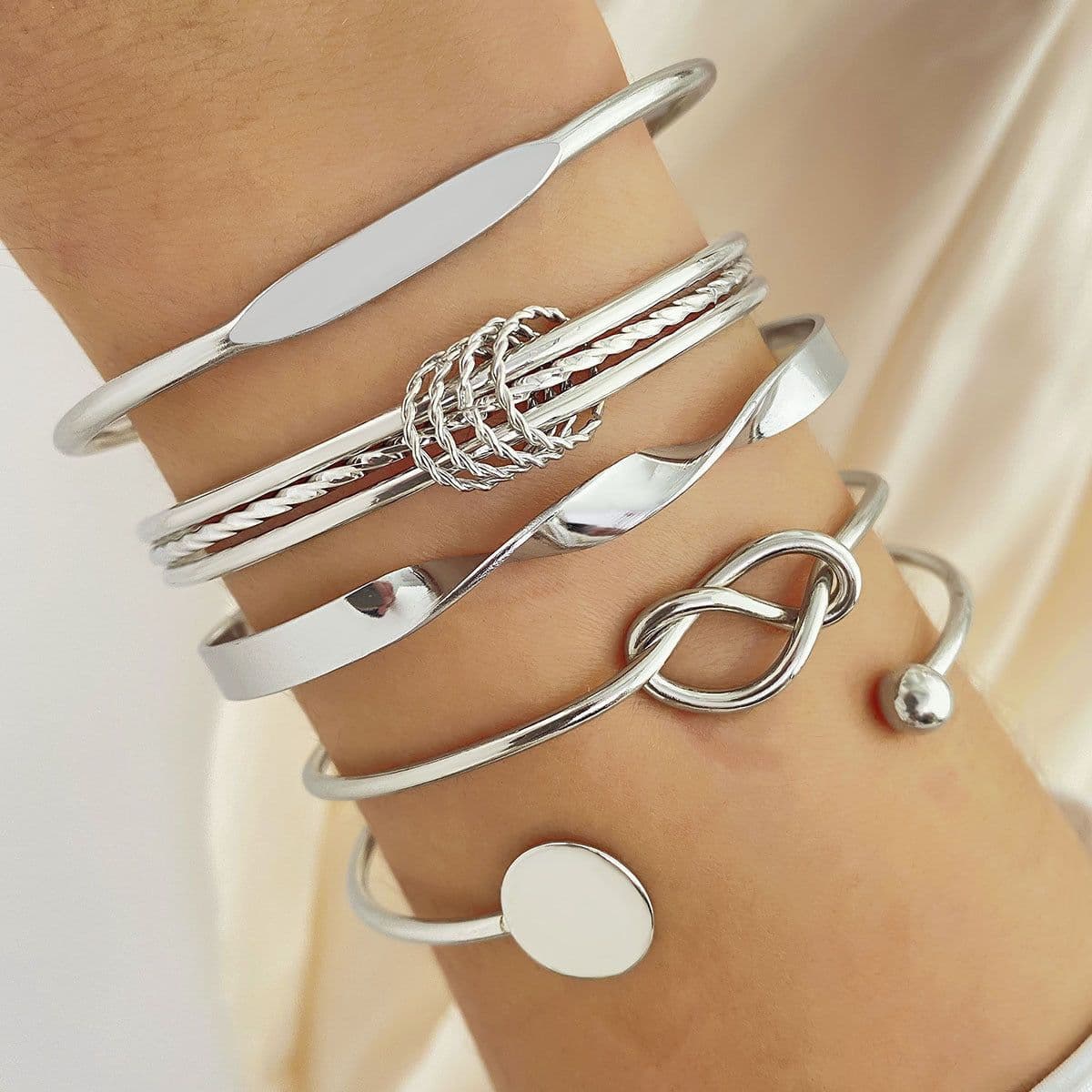 image-5-7pcs Bracelet Set Creative Simple Temperament Lady Twisted Hip Hop Style Bracelet