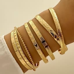 image-5-7pcs Bracelet Set Creative Simple Temperament Lady Twisted Hip Hop Style Bracelet
