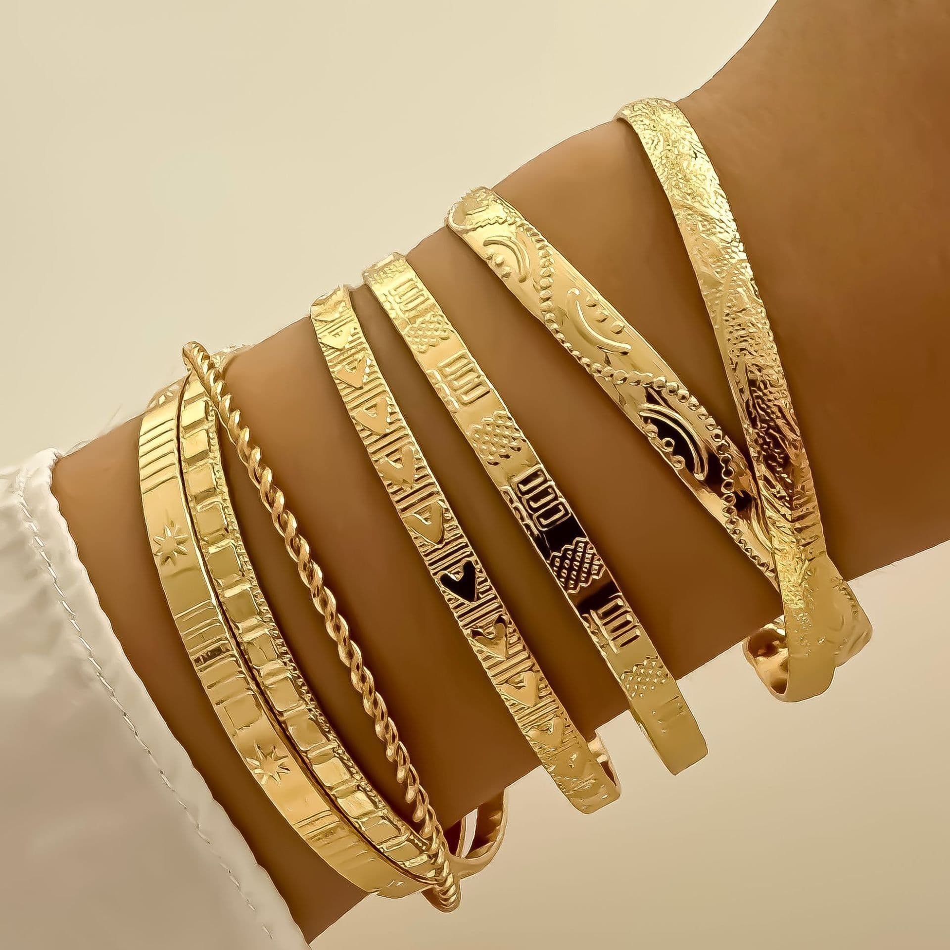 image-5-7pcs Bracelet Set Creative Simple Temperament Lady Twisted Hip Hop Style Bracelet