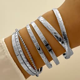 image-5-7pcs Bracelet Set Creative Simple Temperament Lady Twisted Hip Hop Style Bracelet