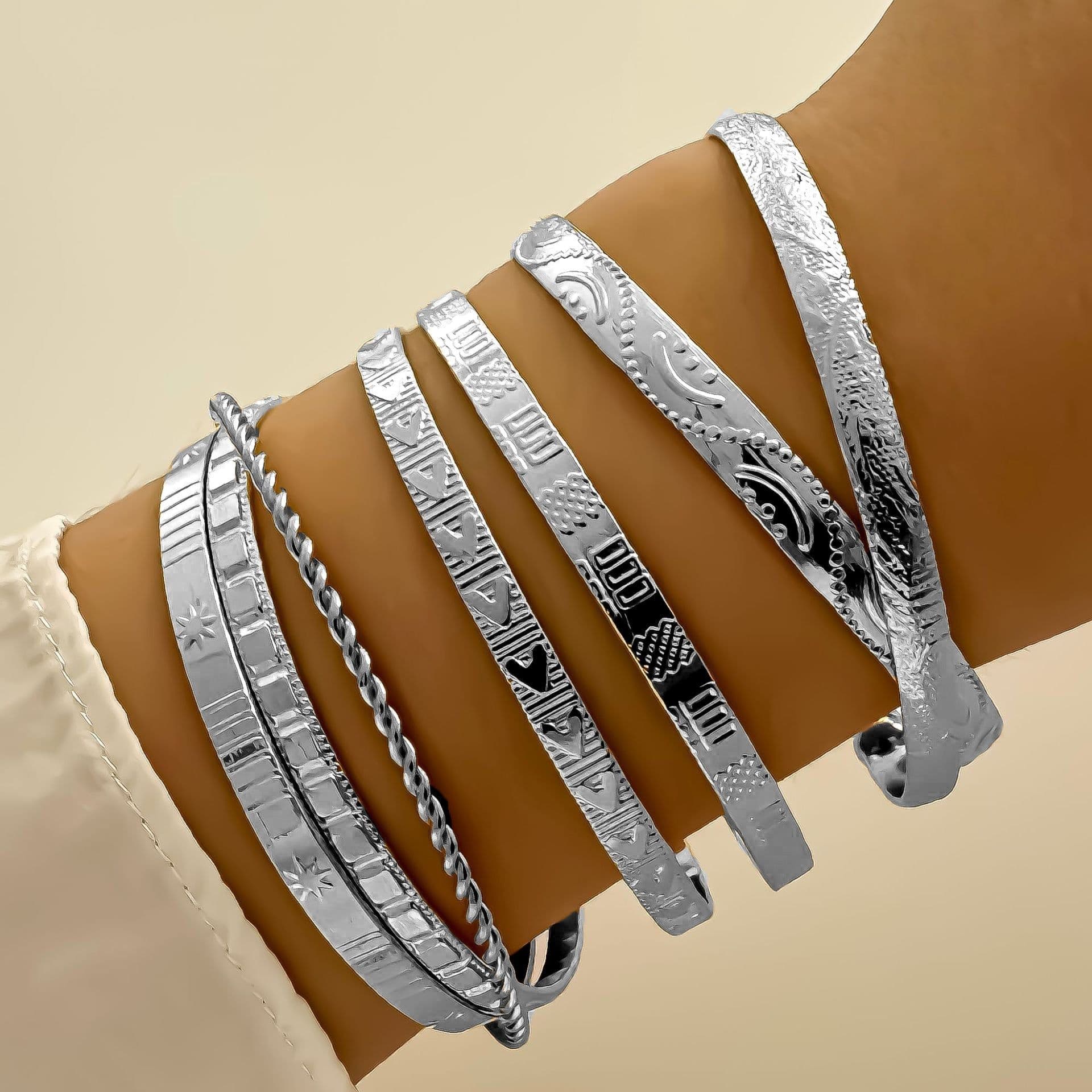 image-5-7pcs Bracelet Set Creative Simple Temperament Lady Twisted Hip Hop Style Bracelet