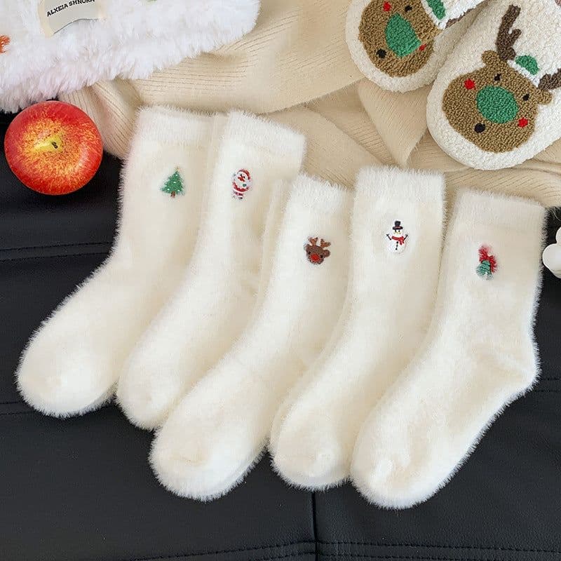 image-Women's Autumn And Winter Style White Mink Fur Christmas Stockings