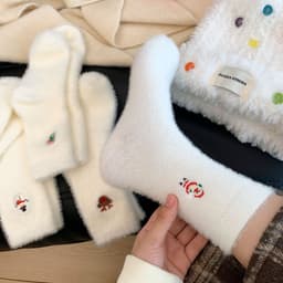 image-Women's Autumn And Winter Style White Mink Fur Christmas Stockings