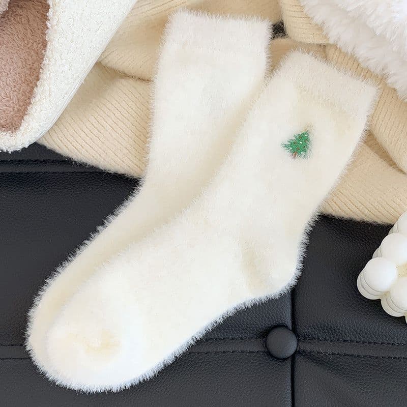 image-Women's Autumn And Winter Style White Mink Fur Christmas Stockings