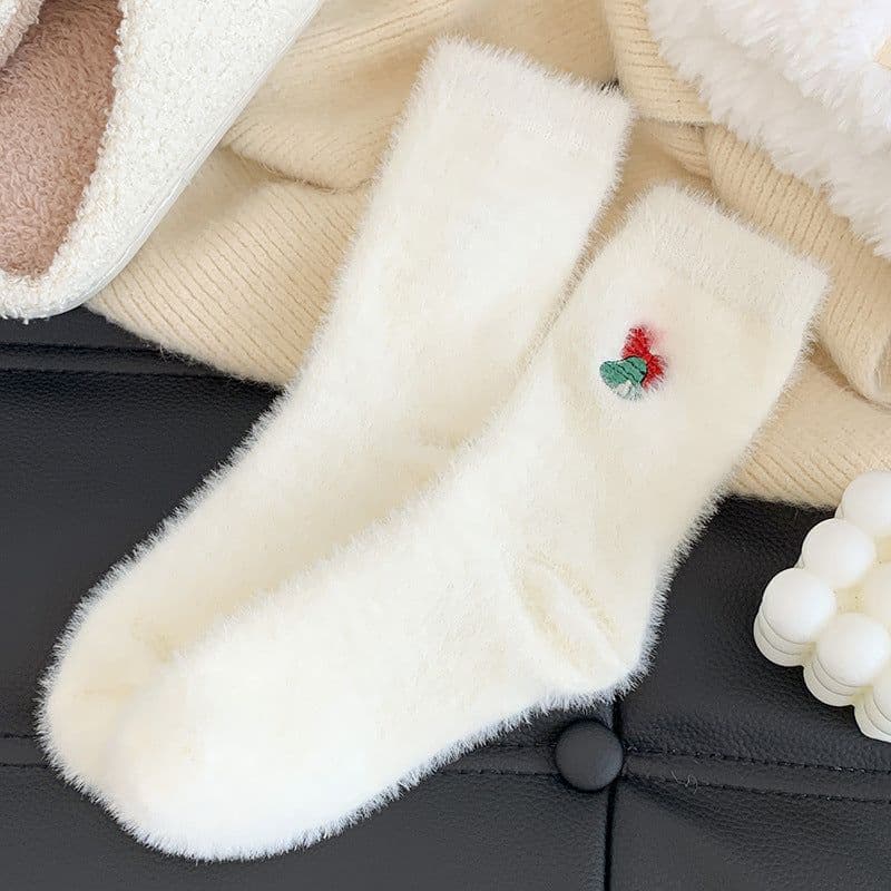 image-Women's Autumn And Winter Style White Mink Fur Christmas Stockings