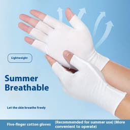 image-Exposed Five-finger White Cotton Gloves Half-finger And Breathable Sweat-absorbent Thin