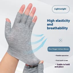 image-Exposed Five-finger White Cotton Gloves Half-finger And Breathable Sweat-absorbent Thin