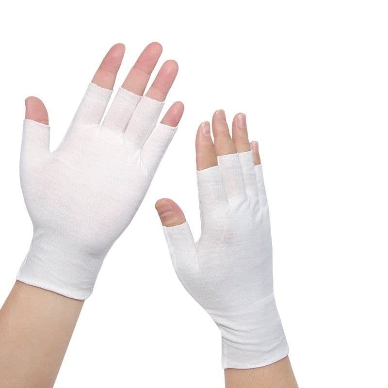 image-Exposed Five-finger White Cotton Gloves Half-finger And Breathable Sweat-absorbent Thin