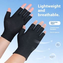 image-Exposed Five-finger White Cotton Gloves Half-finger And Breathable Sweat-absorbent Thin