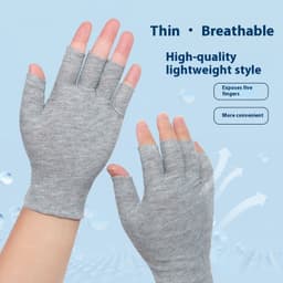 image-Exposed Five-finger White Cotton Gloves Half-finger And Breathable Sweat-absorbent Thin
