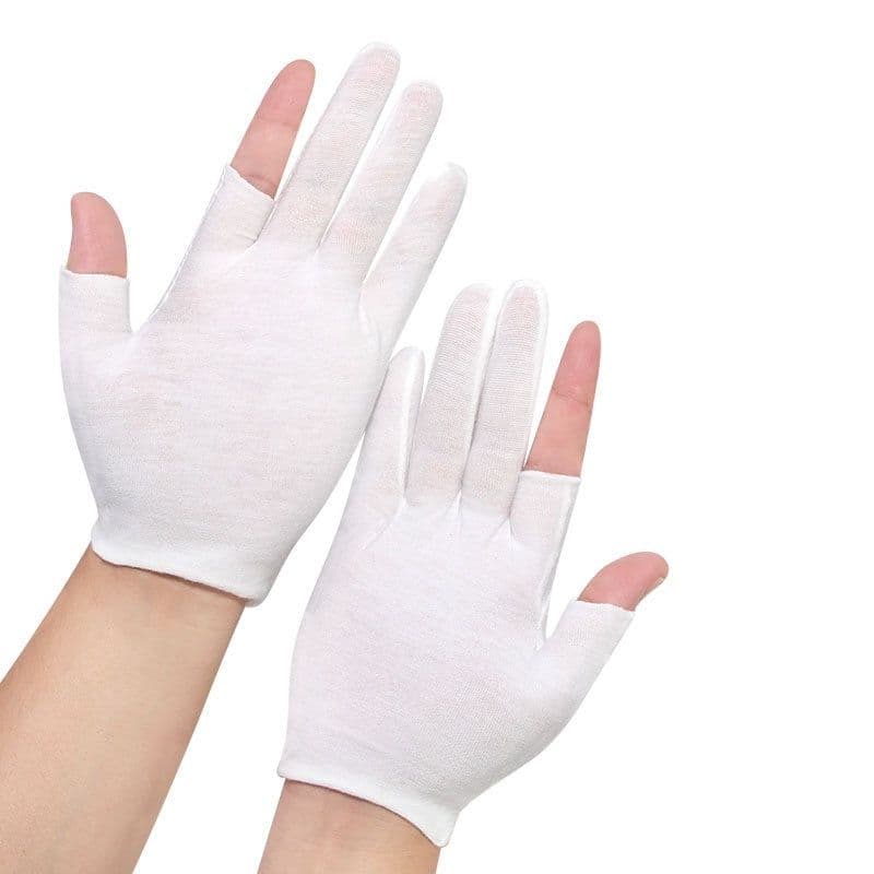 image-Exposed Five-finger White Cotton Gloves Half-finger And Breathable Sweat-absorbent Thin