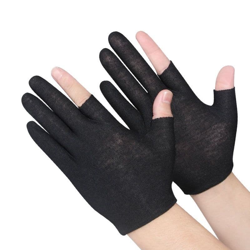image-Exposed Five-finger White Cotton Gloves Half-finger And Breathable Sweat-absorbent Thin