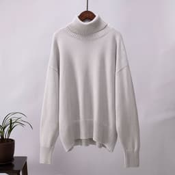 image-Women's Fashionable All-match Solid Color Turtleneck Sweater