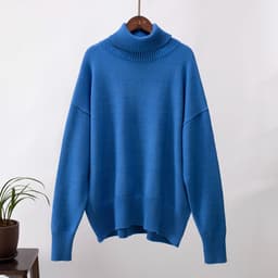 image-Women's Fashionable All-match Solid Color Turtleneck Sweater