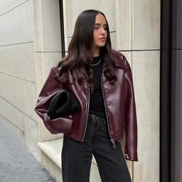 image-Retro Biker's Style Wine Red European And American Handsome Matte Leather Jacket Coat