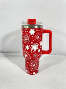 image-New Christmas Pattern Mug With Handle Lid Straw Drinkware Stainless Steel Vacuum Tumbler Large Capacity Car Travel Coffee Cup