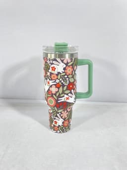 image-New Christmas Pattern Mug With Handle Lid Straw Drinkware Stainless Steel Vacuum Tumbler Large Capacity Car Travel Coffee Cup
