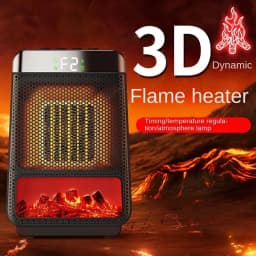 image-Fan Heater 3D Dynamic Flame Bathroom Home Heater 1500W Portable Household ECO Electric Heater PTC Fast Heating Shake Head Warmer
