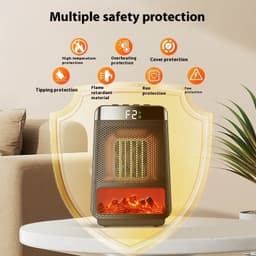image-Fan Heater 3D Dynamic Flame Bathroom Home Heater 1500W Portable Household ECO Electric Heater PTC Fast Heating Shake Head Warmer