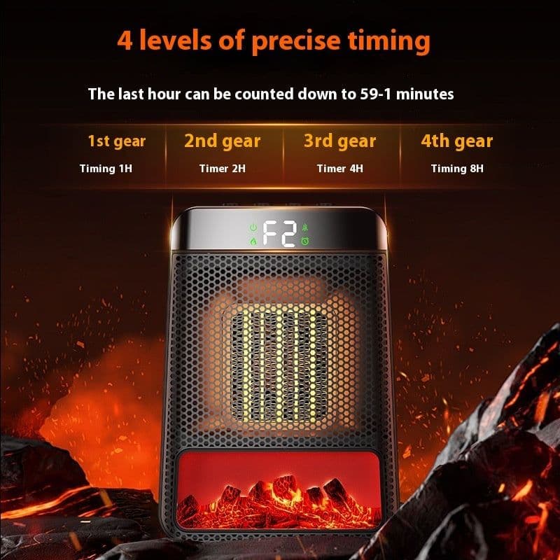 image-Fan Heater 3D Dynamic Flame Bathroom Home Heater 1500W Portable Household ECO Electric Heater PTC Fast Heating Shake Head Warmer