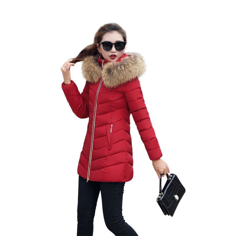 image-Fur collar down cotton