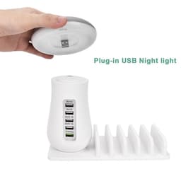 image-Compatible With Besegad Mushroom LED Light Lamp USB Charging Dock Station Organizer With 5-Port For Galaxy Smart Tablet