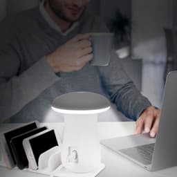 image-Compatible With Besegad Mushroom LED Light Lamp USB Charging Dock Station Organizer With 5-Port For Galaxy Smart Tablet