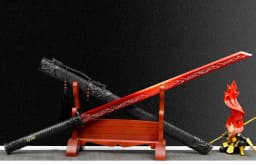 image-Blazing Flame Integral Tang Dynasty Horizontal Sword High Manganese Steel Self-Defense Cold Weapon Collection-Grade Unsharpened