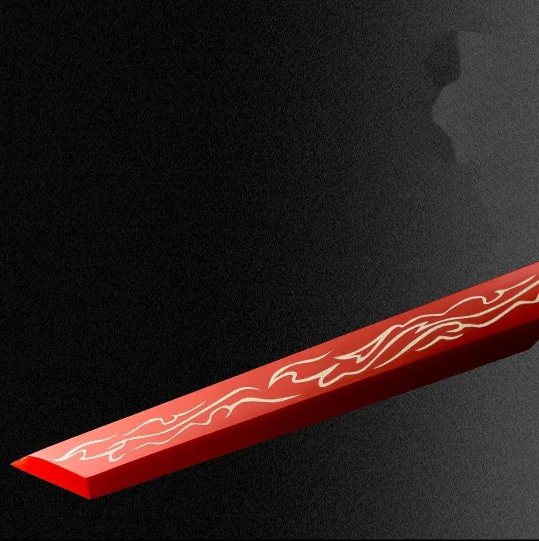 image-Blazing Flame Integral Tang Dynasty Horizontal Sword High Manganese Steel Self-Defense Cold Weapon Collection-Grade Unsharpened
