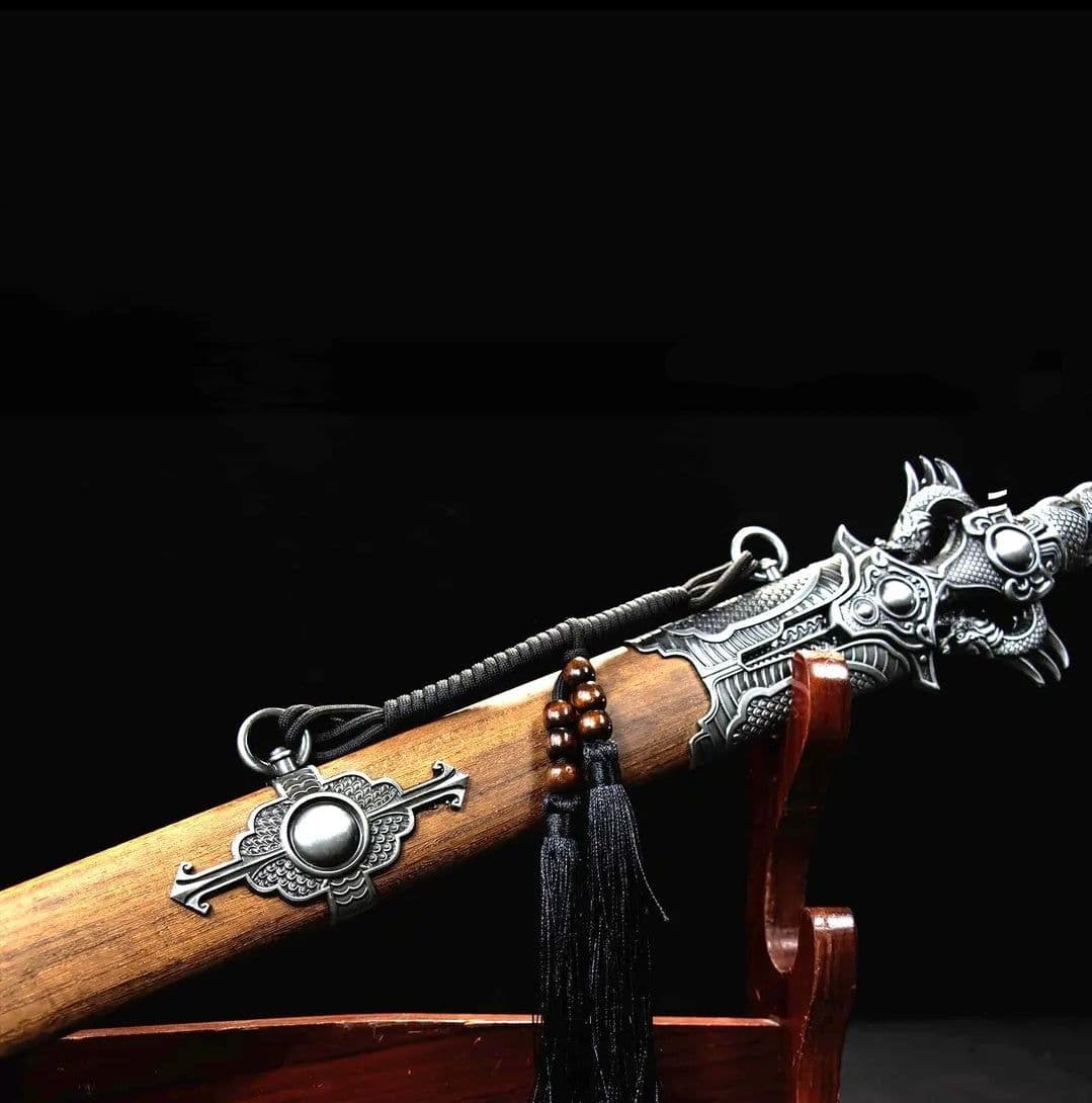 image-Xiehun Sword One-piece Hundred-Refined Pattern Steel Collectible Cold Weapon Unsharpened Not For Self-Defense