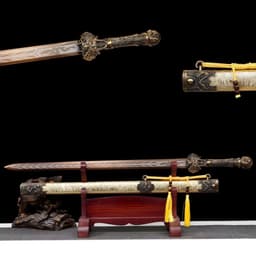 image-Long Style Integrated High Manganese Steel Swords Tang Jian, Dragon King Sword, Han Jian Unsharpened Cold Weapons For Self Defense & Decoration