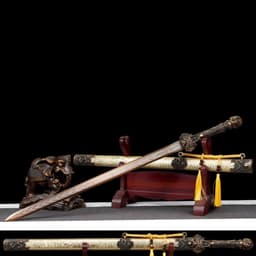image-Long Style Integrated High Manganese Steel Swords Tang Jian, Dragon King Sword, Han Jian Unsharpened Cold Weapons For Self Defense & Decoration