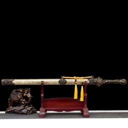 image-Long Style Integrated High Manganese Steel Swords Tang Jian, Dragon King Sword, Han Jian Unsharpened Cold Weapons For Self Defense & Decoration