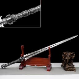 image-Long Style Han Jian, Demon Subduing Sword, High Manganese Steel Battle Sword Unsharpened Cold Weapon For Self-Defense, Decoration