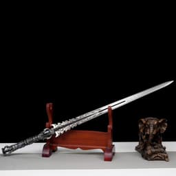 image-Long Style Han Jian, Demon Subduing Sword, High Manganese Steel Battle Sword Unsharpened Cold Weapon For Self-Defense, Decoration