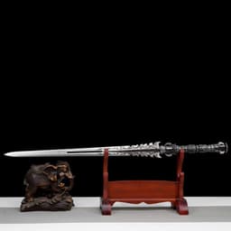 image-Long Style Han Jian, Demon Subduing Sword, High Manganese Steel Battle Sword Unsharpened Cold Weapon For Self-Defense, Decoration