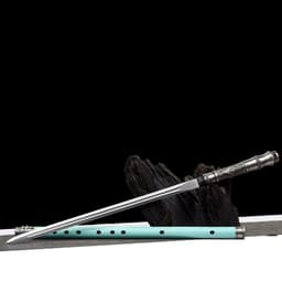 image-Integrated Sword & Blade Handmade Long Blade Flute Sword Blade-in-Staff Sword Extended Staff Blade Musical Instrument Gift Unsharpened