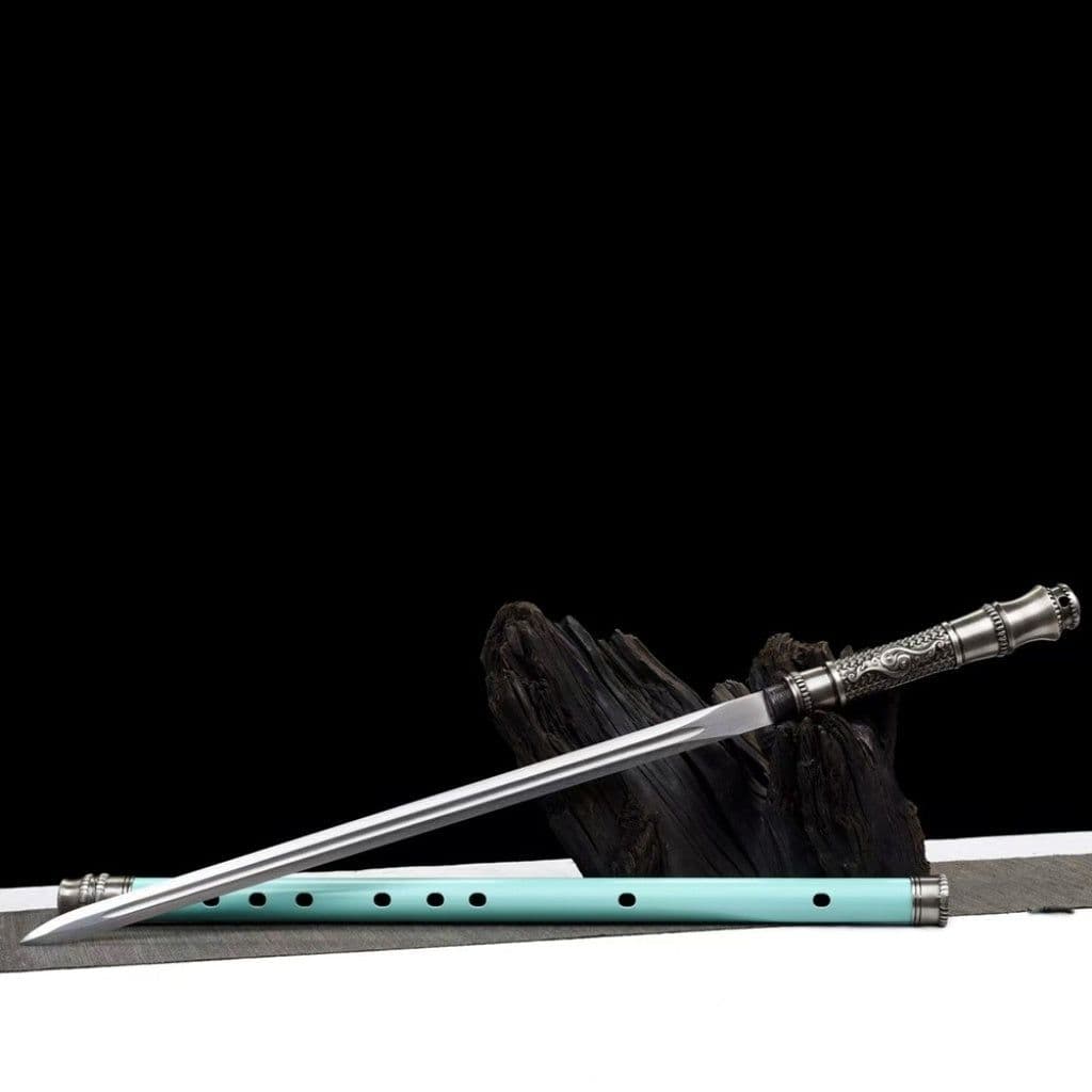 image-Integrated Sword & Blade Handmade Long Blade Flute Sword Blade-in-Staff Sword Extended Staff Blade Musical Instrument Gift Unsharpened