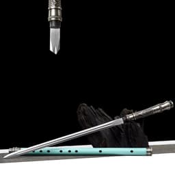 image-Integrated Sword & Blade Handmade Long Blade Flute Sword Blade-in-Staff Sword Extended Staff Blade Musical Instrument Gift Unsharpened