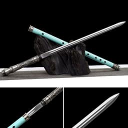 image-Integrated Sword & Blade Handmade Long Blade Flute Sword Blade-in-Staff Sword Extended Staff Blade Musical Instrument Gift Unsharpened