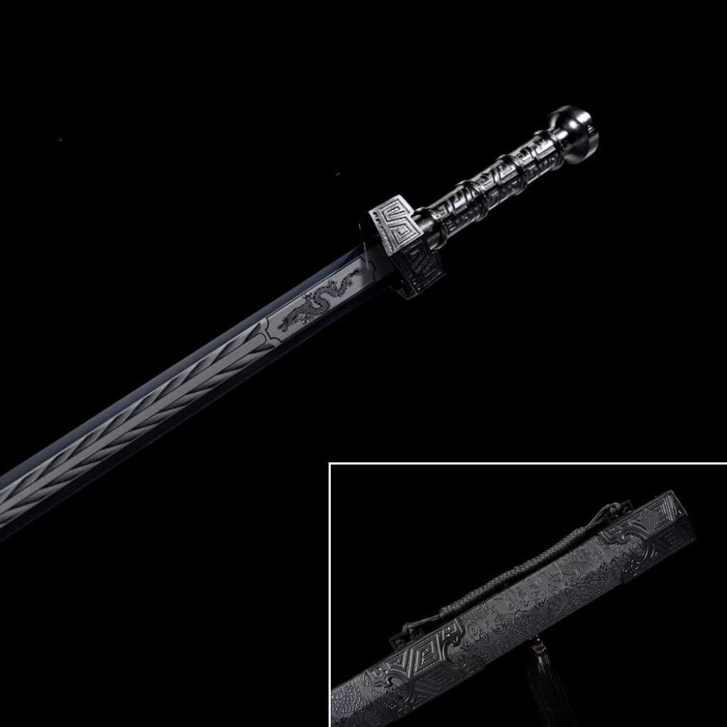 image-King Of Qin Sword Tang Heng Dao, Xiu Chun Dao Embroidered Spring Saber & Integrated Swords High Manganese Steel Blades, Unsharpened Cold Weapons For Self Defense