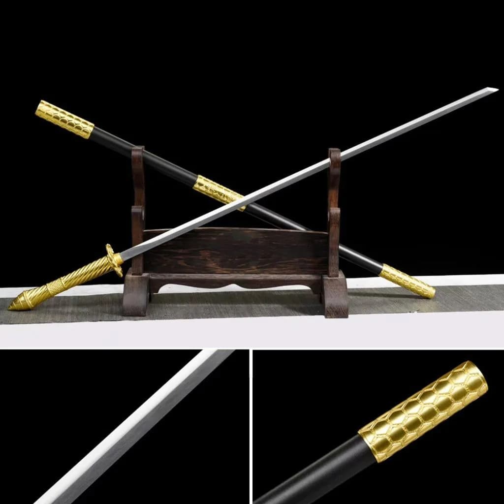 image-Ancient-Style Integral Tang-Style Sword, Long Sword, Manganese Steel Sword Blade, Han-Style Sword, Tang-Style Horizontal Saber, Cold Weapon Unsharpened