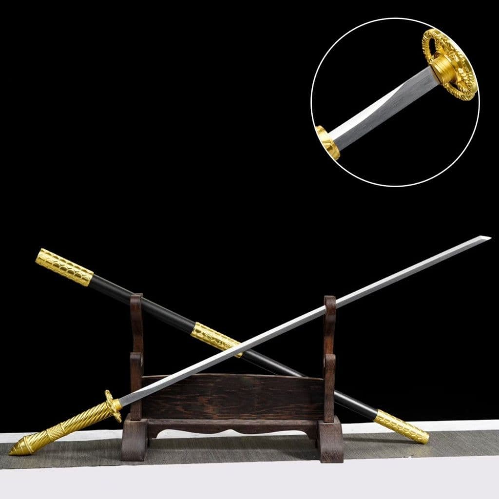 image-Ancient-Style Integral Tang-Style Sword, Long Sword, Manganese Steel Sword Blade, Han-Style Sword, Tang-Style Horizontal Saber, Cold Weapon Unsharpened