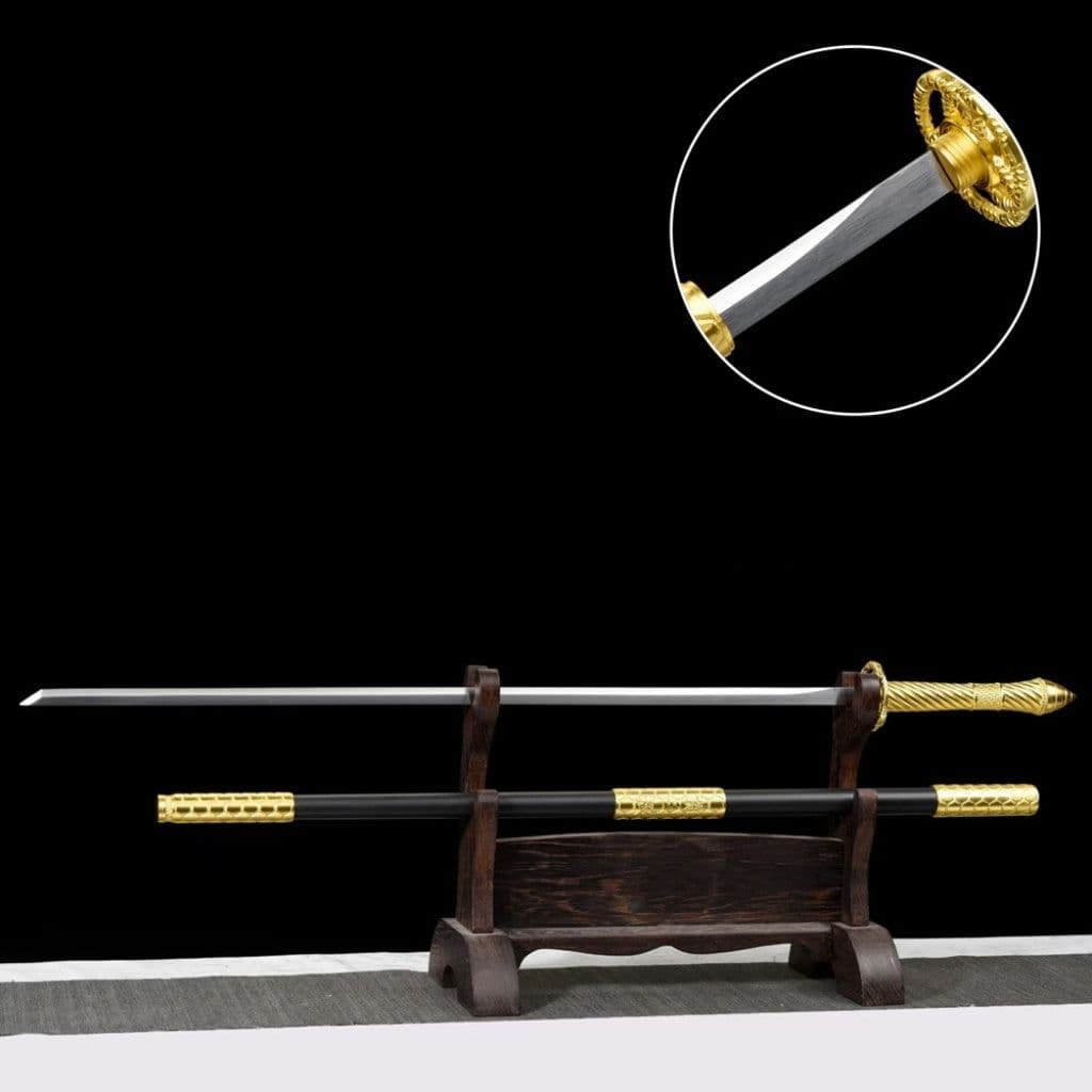 image-Ancient-Style Integral Tang-Style Sword, Long Sword, Manganese Steel Sword Blade, Han-Style Sword, Tang-Style Horizontal Saber, Cold Weapon Unsharpened