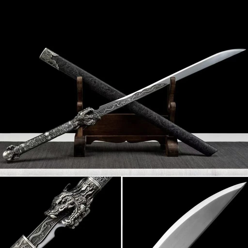 image-Ancient-Style Han Sword Hand-Forged Cold Weapon Collectible Gift Decoration High Manganese Steel Integral Double Edged Unsharpened