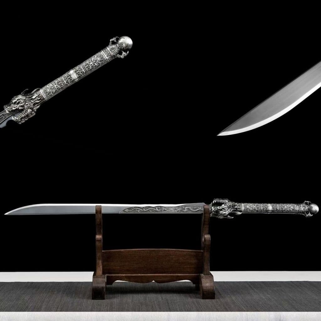 image-Ancient-Style Han Sword Hand-Forged Cold Weapon Collectible Gift Decoration High Manganese Steel Integral Double Edged Unsharpened