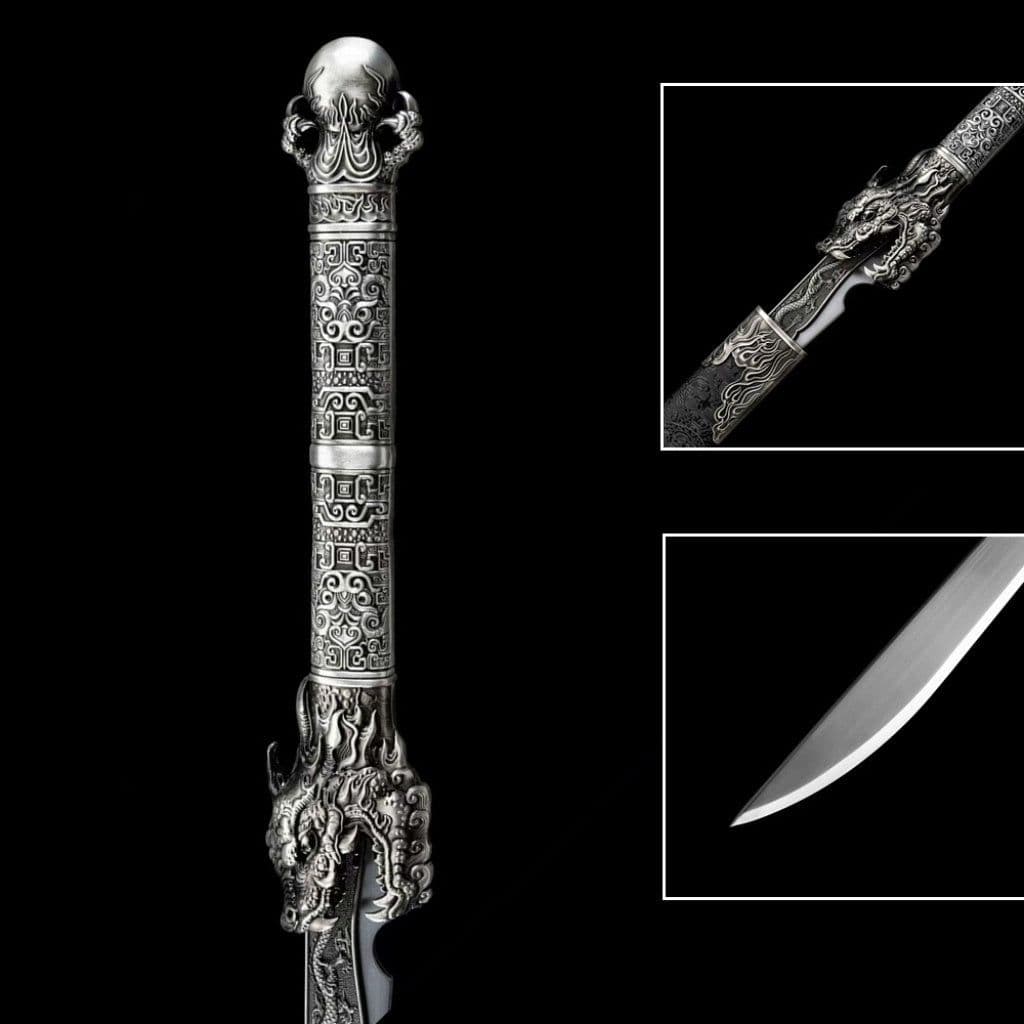 image-Ancient-Style Han Sword Hand-Forged Cold Weapon Collectible Gift Decoration High Manganese Steel Integral Double Edged Unsharpened