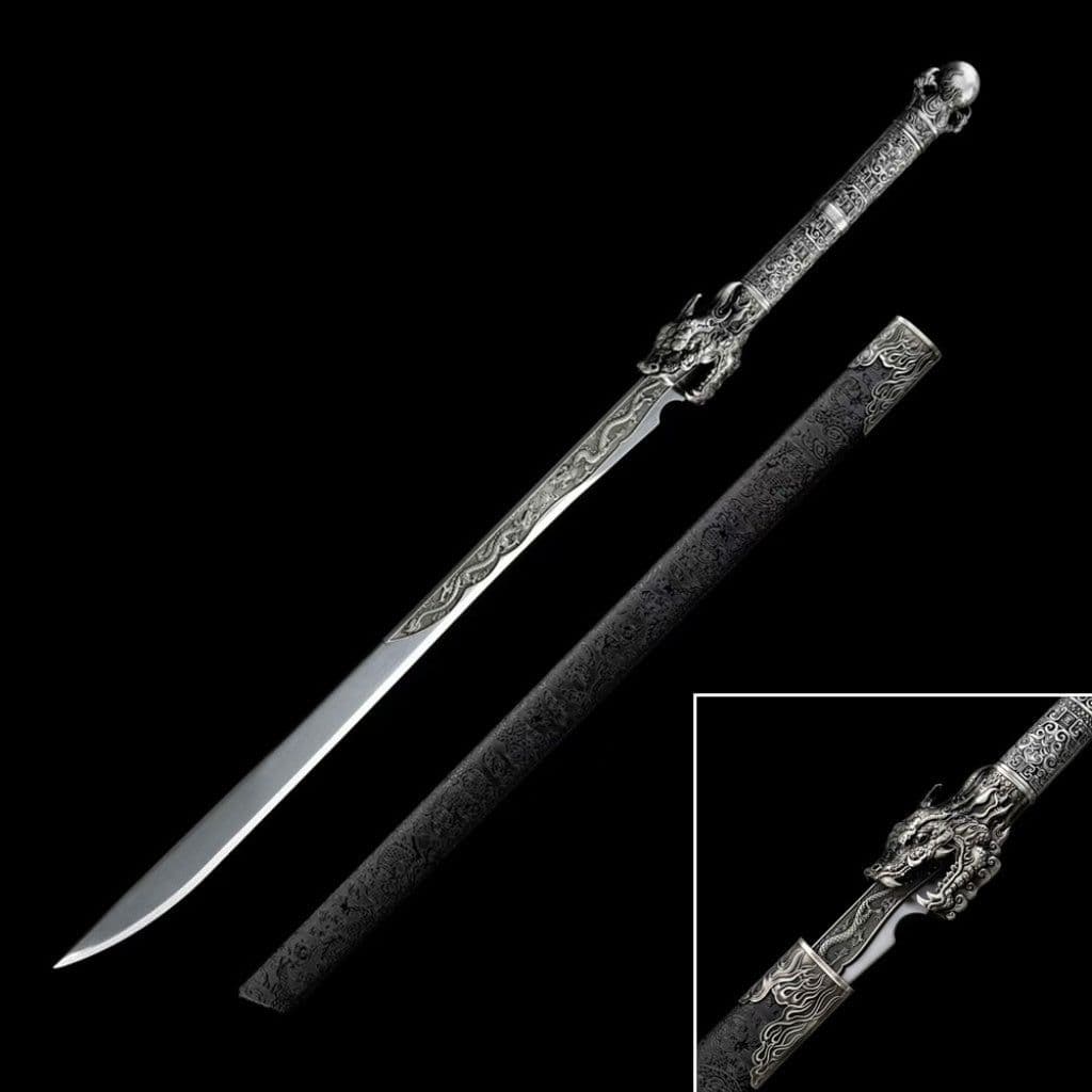 image-Ancient-Style Han Sword Hand-Forged Cold Weapon Collectible Gift Decoration High Manganese Steel Integral Double Edged Unsharpened