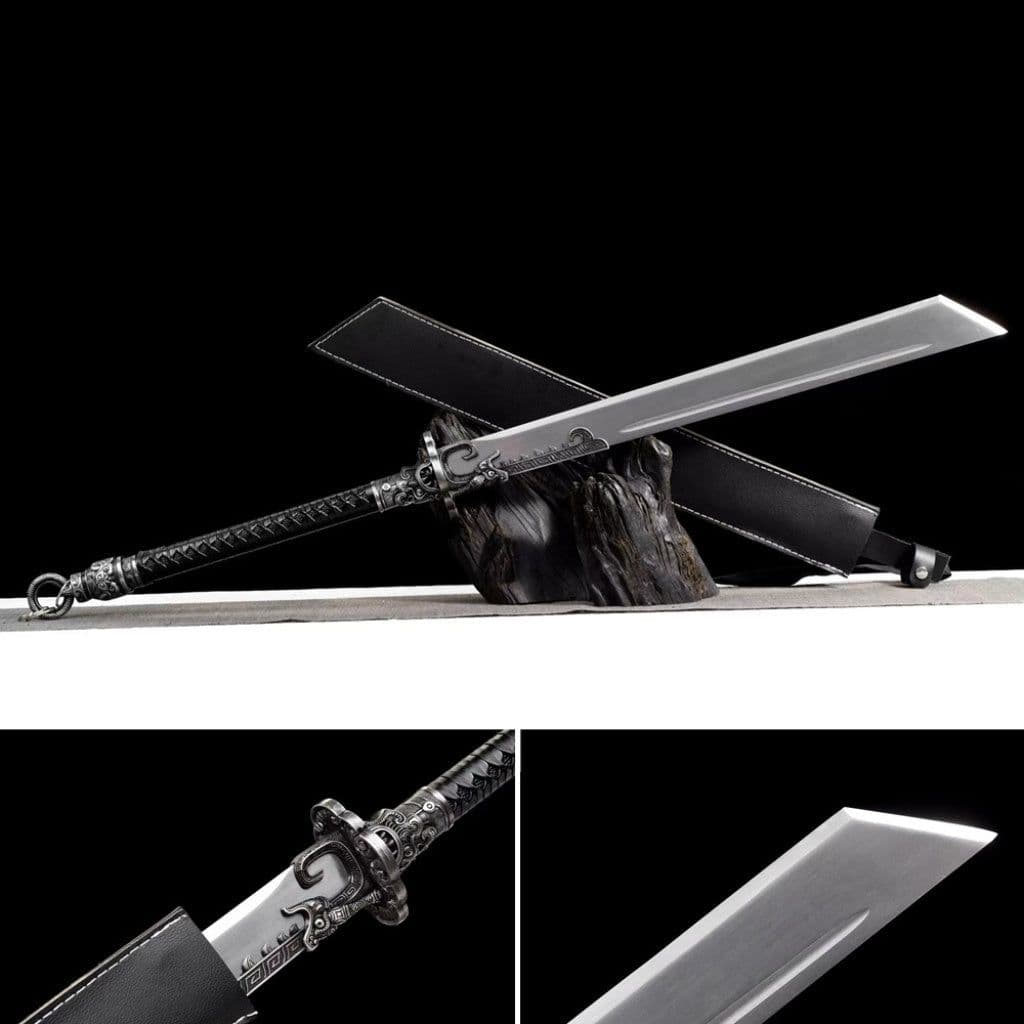 image-Authentic Sword Blade Integrally Forged Two-Handed Blade Embroidered Spring Saber Tang-Style Horizontal Saber Battle Saber Mo Saber Cold Weapon Unsharpened